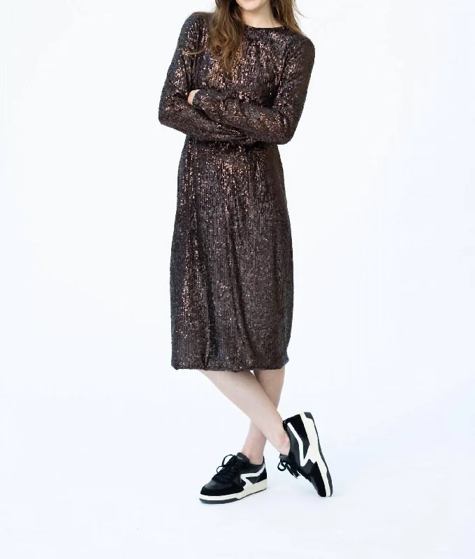 Harlow Sequin Dress In Brown Sequin Mini Dress