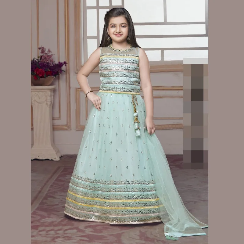 Sea Green Sequin Lehenga Choli for Girls Sequin Dress Midi