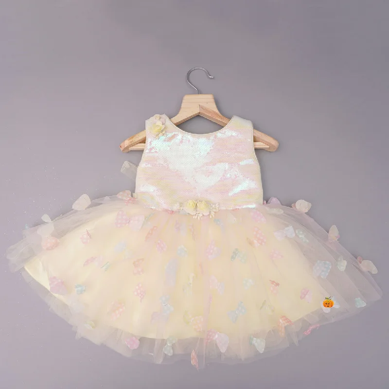 Lemon Sequin Baby Frock Sequin Dress Party