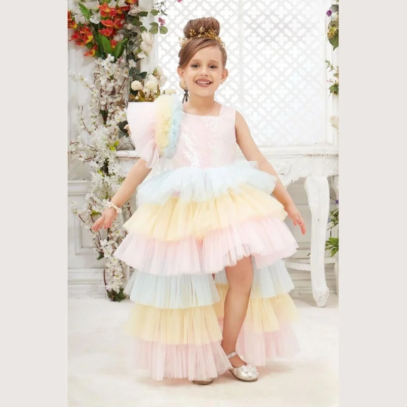 Multi High Low Sequin Layered Girls Gown Sequin Dress Night