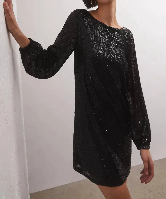 Andromeda Sequin Mini Dress In Black Gold Sequin Dress