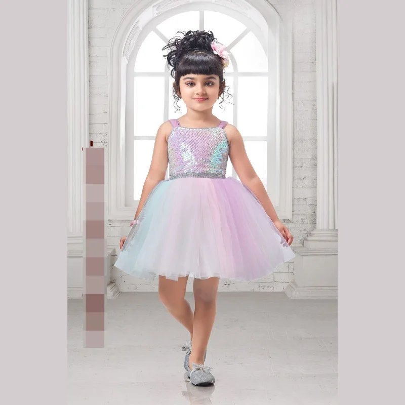 Multi Sequin Designer Girls Frock Backless Sequin Dress