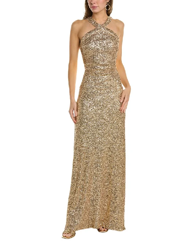 SHO by Tadashi Shoji Sequin Halter Gown Floor-length Sequin Dress