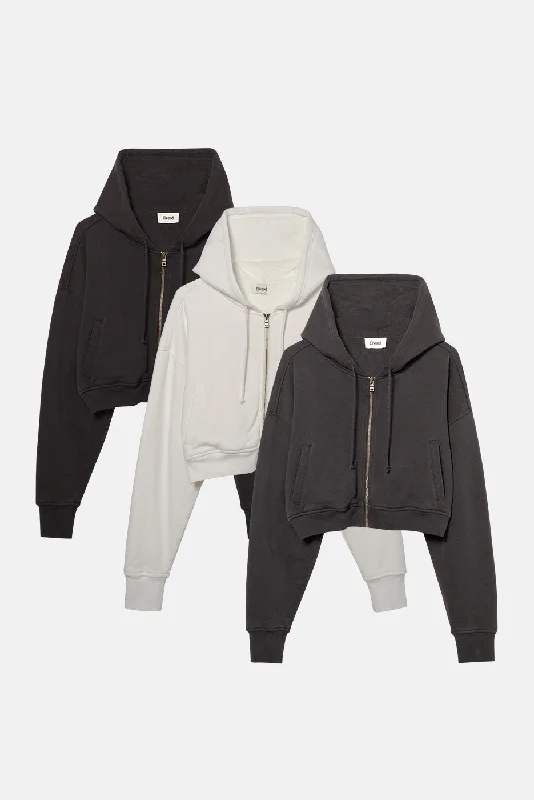 BABYDOLL CROP ZIP HOODIE 3 PACK Hoodie Sweatshirt Set