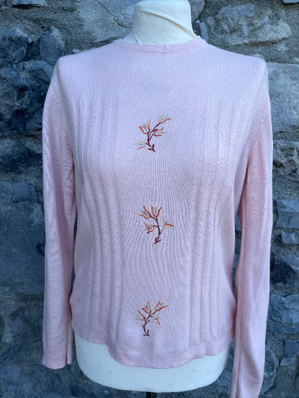 Pink embroidered jumper uk 8-10 Basic Pullover Sweater