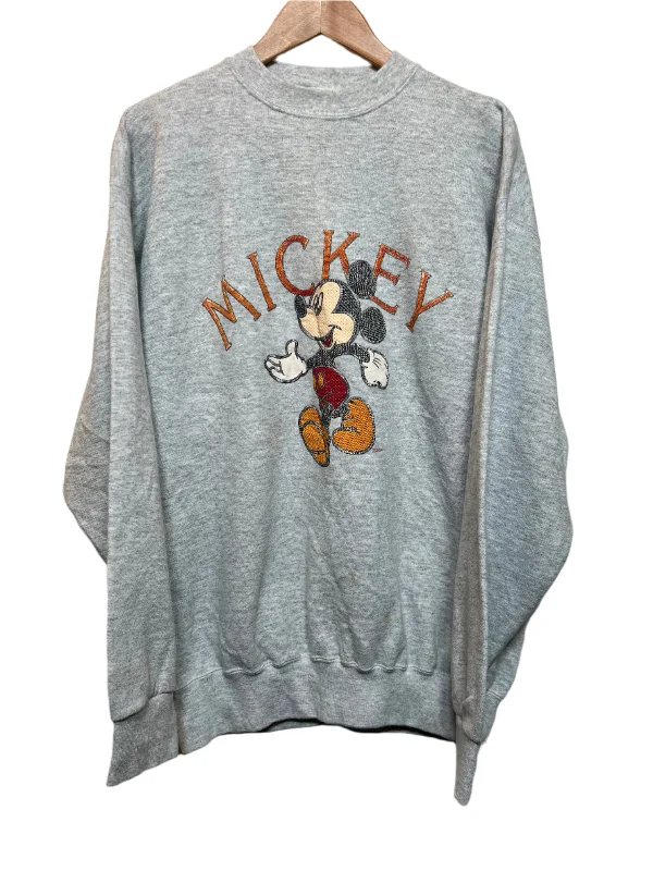 Mickey Grey Sweatshirt (Size XL) Plush Hoodie Sweatshirt