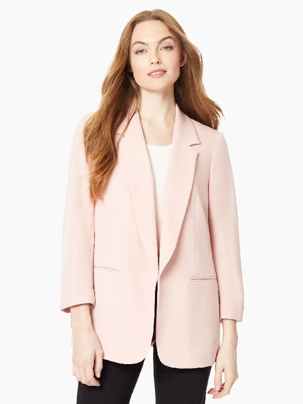 Notch Collar Rolled Cuff Bi-Stretch Blazer Women’s Blazer with Pleats