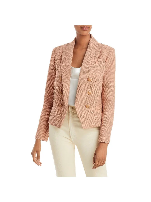 Womens Knit Short Double-Breasted Blazer Long Blazer Style