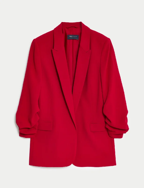 Ruched Sleeve Blazer Modern Work Blazer