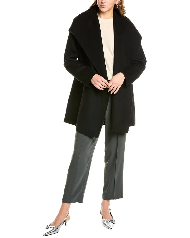 Vince Hooded Wool-Blend Car Coat Lightweight Blazer Jacket