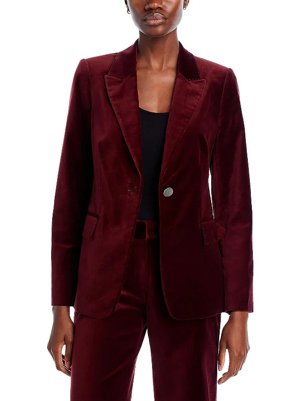 Ramsey Womens Velvet Suit Separate One-Button Blazer Stylish Blazer Jacket