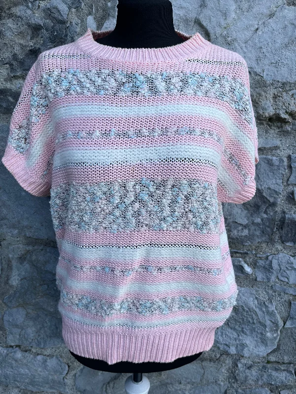 Pink knitted short sleeve jumper uk 10-14 Pullover for Cold Weather