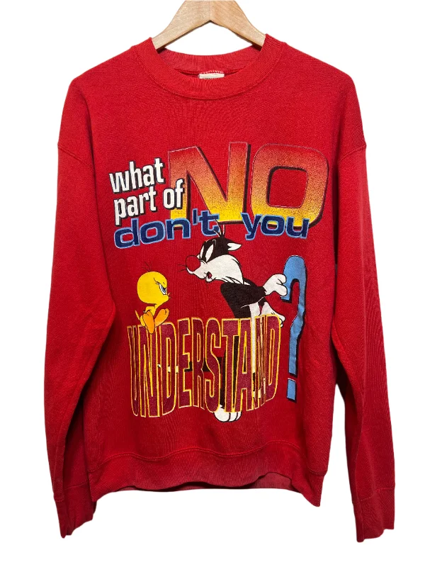 Looney Tunes Red Sweatshirt (Size L) Trendy Sweatshirt Hoodie