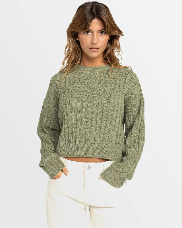 Womens Exploring Diary Crew Neck Sweater Soft Pullover Sweater