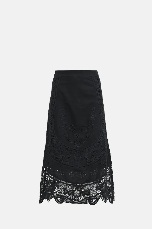 Gianna Lace Midi Skirt Black Fleece Zip-up Hoodie