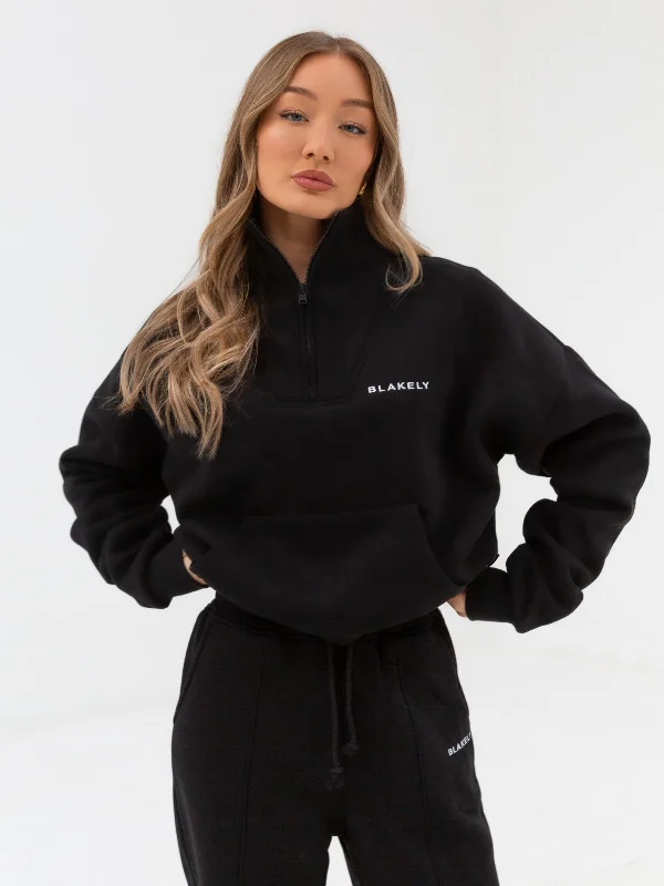 Everyday 1/4 Zip Jumper - Black Pullover Sweater Chic