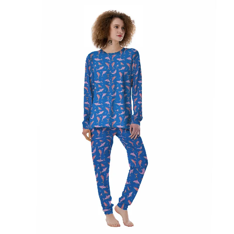 Dolphin Colorful Print Pattern Women's Pajamas Work-from-home pajama sets