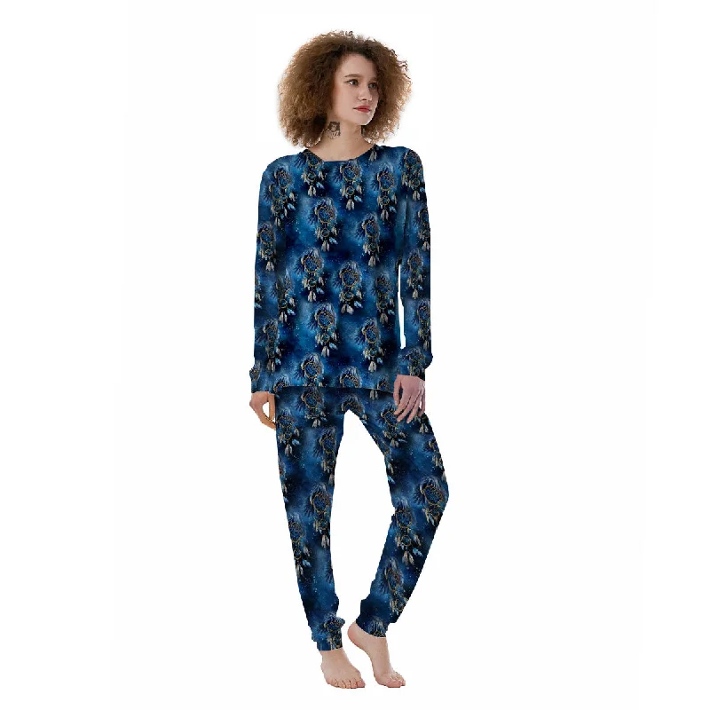 Dream Catcher Blue Galaxy Print Pattern Women's Pajamas Three-piece pajama sets