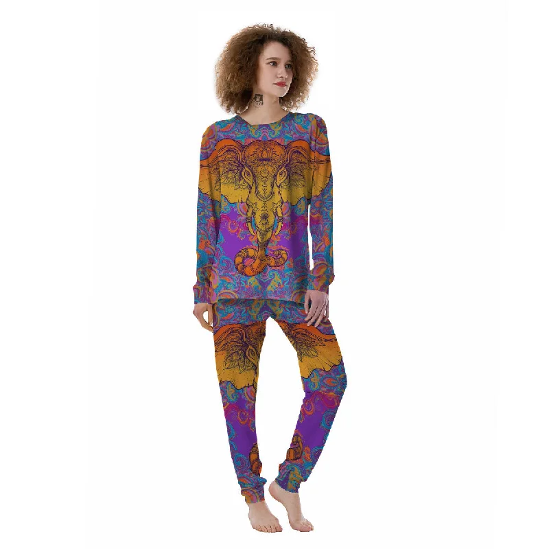 Elephant Spiritual Colorful Print Women's Pajamas Lightweight pajama sets