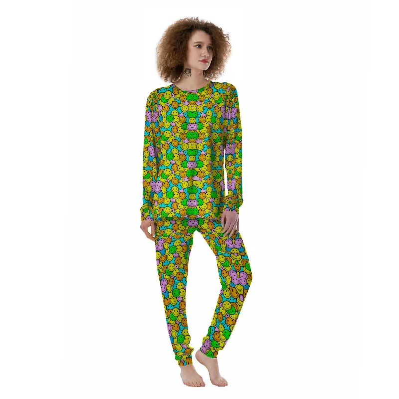 Emoji Colorful Print Pattern Women's Pajamas Velvet pajama sets