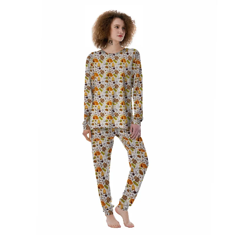 Fire Camping Print Pattern Women's Pajamas Expensive pajama sets