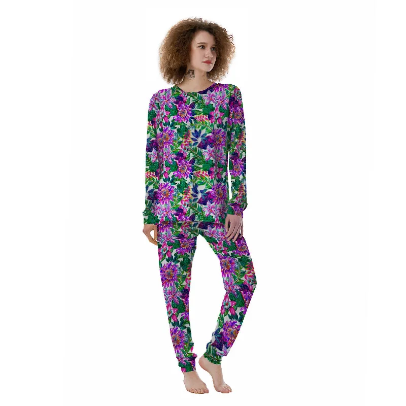 Floral Hawaii Colorful Print Pattern Colorful Women's Pajamas Bridal pajama sets