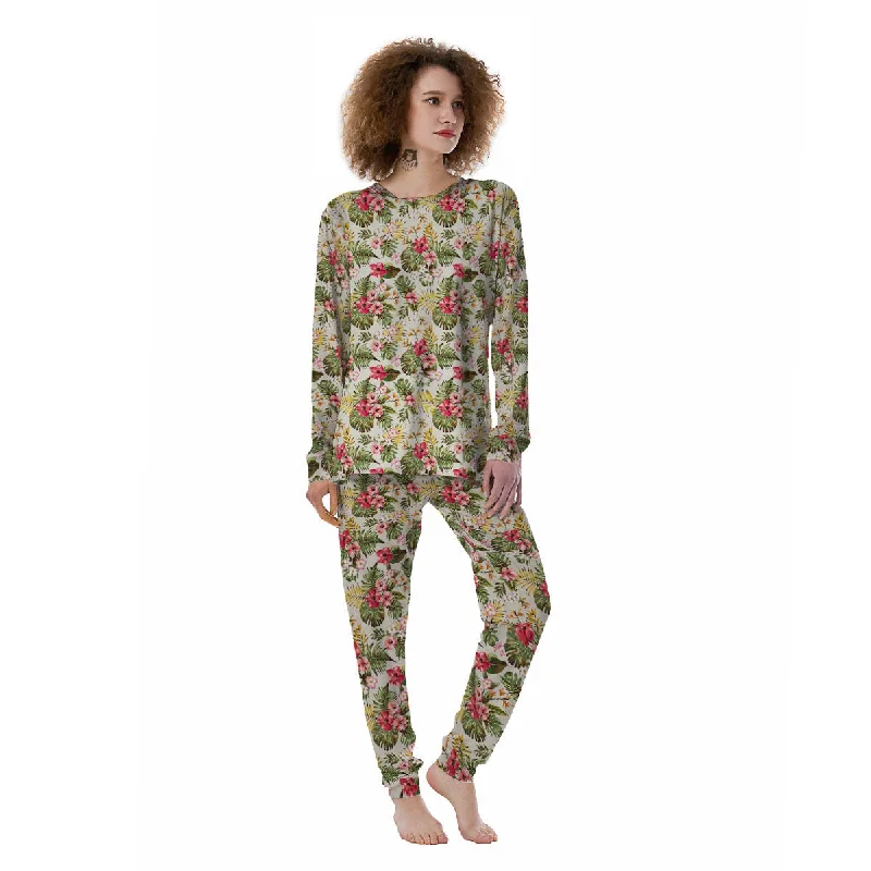 Flower Blossom Tropical Print Pattern Women's Pajamas Floral pajama sets