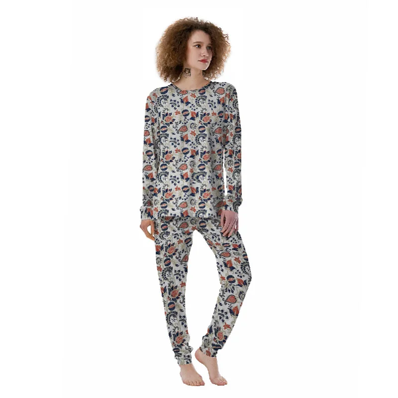 Flower Boho Paisley Print Pattern Women's Pajamas Thermal pajama sets