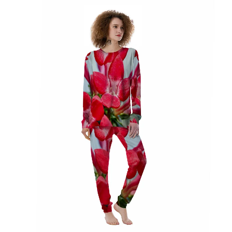 Flower Bouvardia Print Women's Pajamas Breathable pajama sets