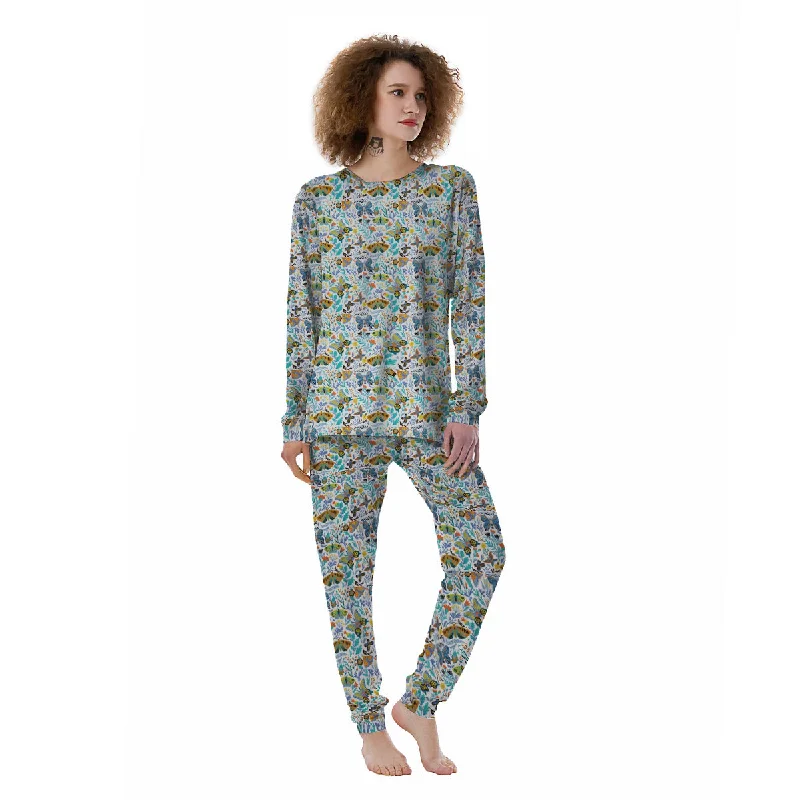 Flower Butterfly And Print Pattern Women's Pajamas Fall pajama sets