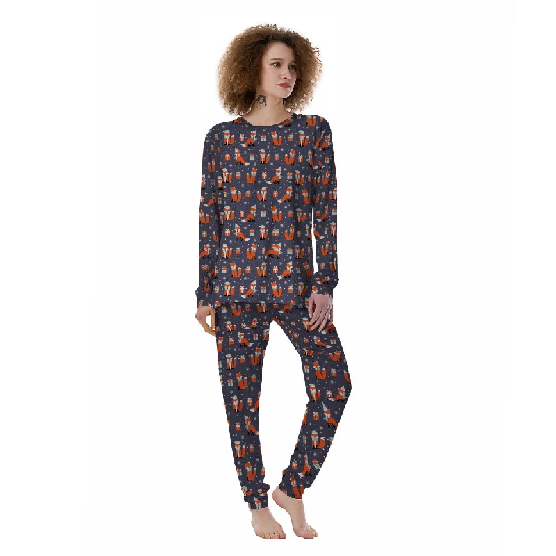 Fox Christmas Print Pattern Women's Pajamas Petite pajama sets