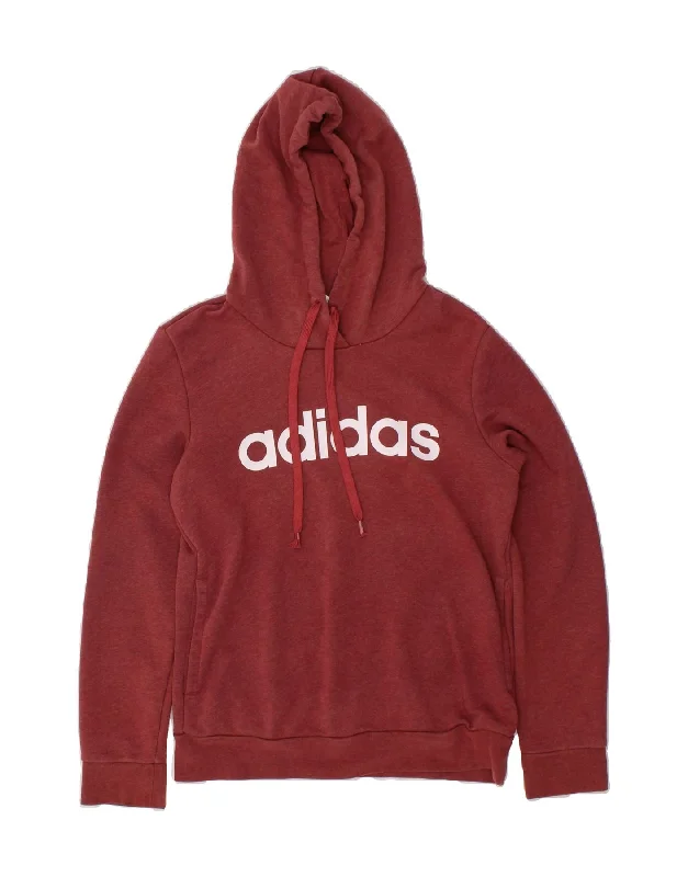 ADIDAS Womens Graphic Hoodie Jumper UK 8/10 Small Burgundy Cotton Levi's sweaters