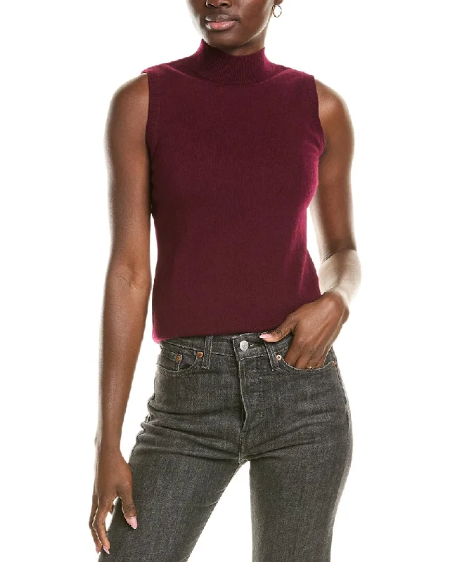 Sofiacashmere Mock Neck Cashmere Tank Softest cashmere sweaters