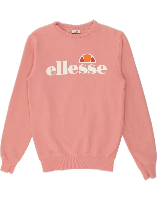 ELLESSE Womens Graphic Sweatshirt Jumper UK 8 Small Pink Cotton Best sweaters for winter