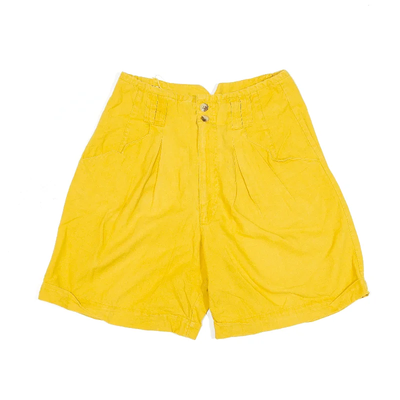 KI KO MO Pleated Shorts Yellow 90s Regular Casual Womens XS W26 Party sweaters