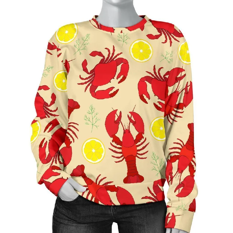 Lobster Crab Pattern Print Women's Sweatshirt Vintage sweaters