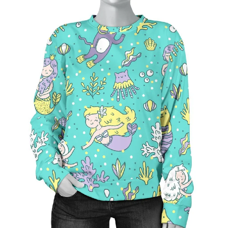 Mermaid Pattern Print Women's Sweatshirt Comfortable sweaters for all seasons