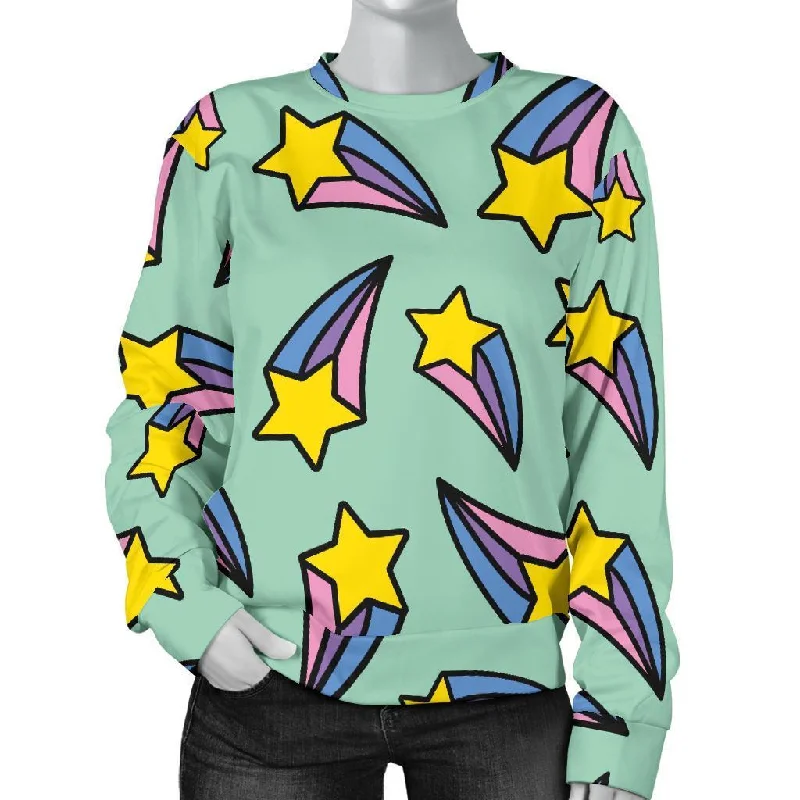 Metero Star Pattern Print Women's Sweatshirt Water-resistant sweaters