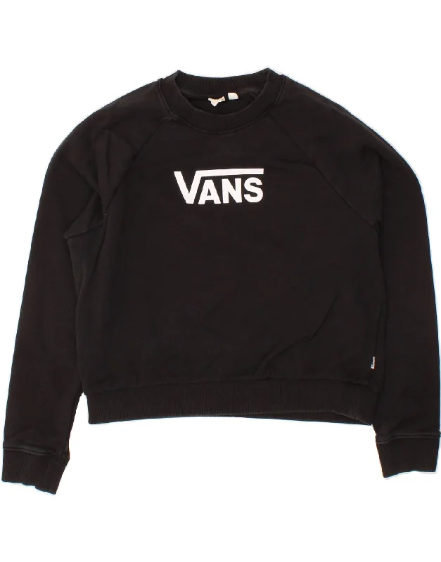 VANS Womens Crop Graphic Sweatshirt Jumper UK 14 Medium Black Cotton Travel-friendly sweaters