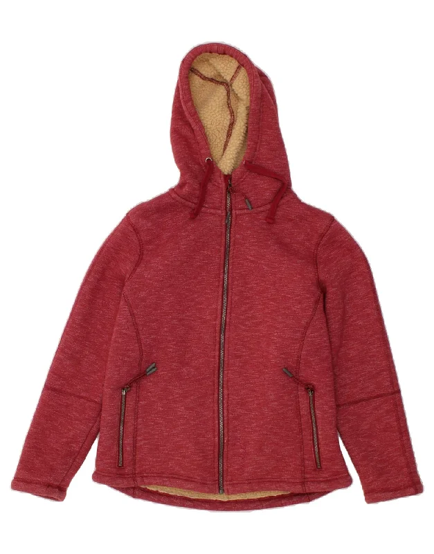 WEIRD FISH Womens Sherpa Zip Hoodie Sweater UK 12 Medium  Red Cotton Must-have sweaters for this season