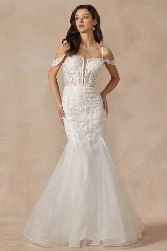 Ethereal Elegance: Leaf Lace Gown for Unforgettable Occasions Simple Wedding Gown