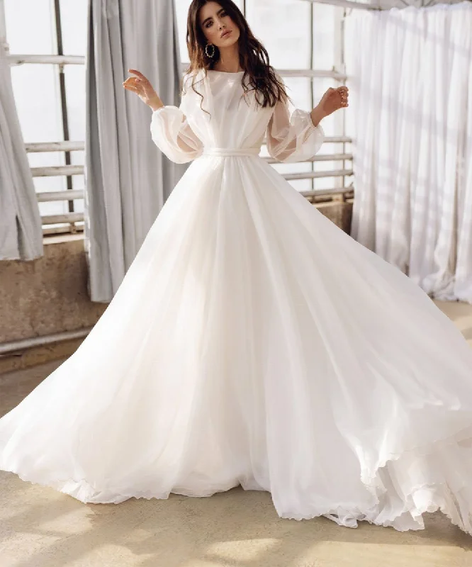 Puff Sleeved Delight Bridal Gown Sleeveless Bridal Gown