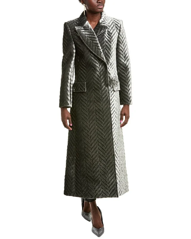 Alberta Ferretti Chevron Jacquard Velvet Silk-Blend Coat