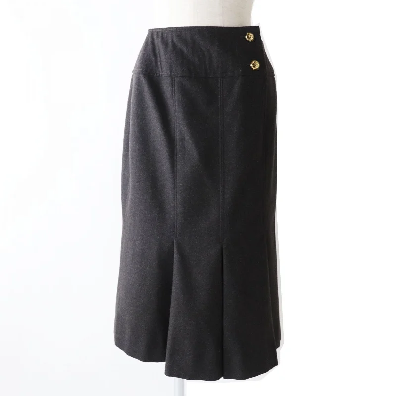 Chanel Vintage Wool Pleated Skirt Dark Grey Everyday wear unclassified skirts