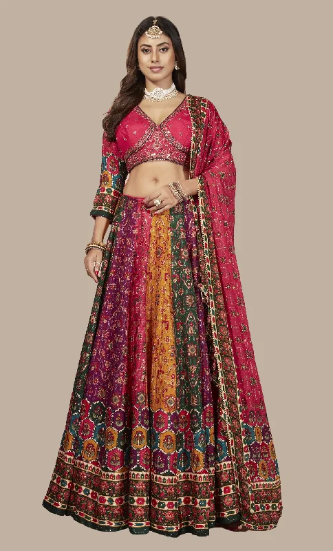 Deep Cerise Embroidered Chania Choli Set Sexy unclassified skirts