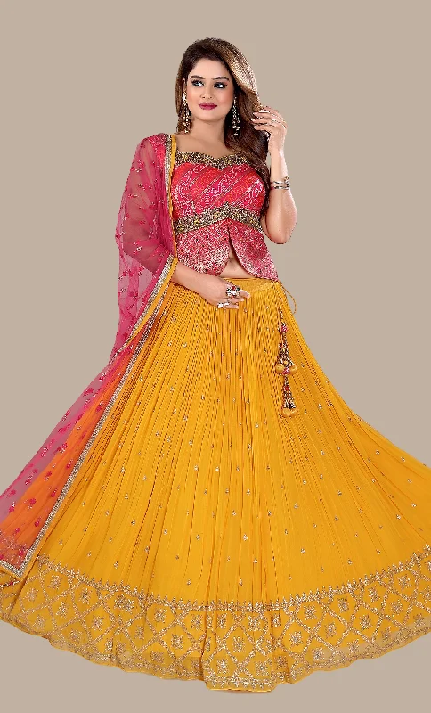 Deep Mustard Embroidered Chania Choli Set Casual chic unclassified skirts