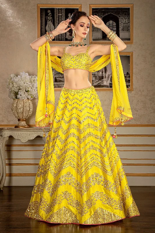 Semi Bridal Gota patti Yellow top and Skirt Bright color unclassified skirts