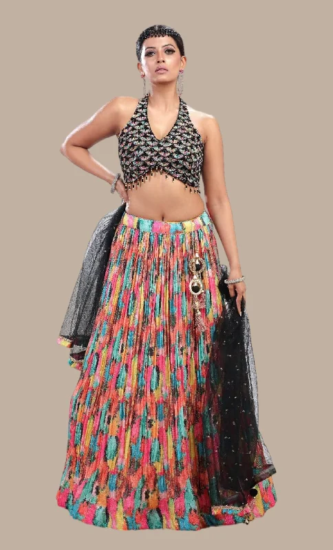 Multi-Colour Embroidered Choli Set Ruffled unclassified skirts