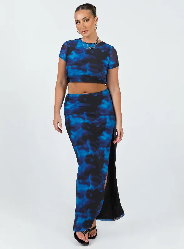 Rosie Mesh Set Blue Multi Embroidered unclassified skirts