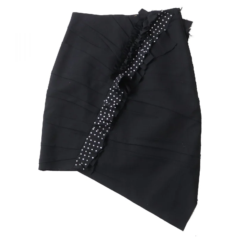 Saint Laurent Rhinestone Asymmetric Skirt Black Fashionable unclassified skirts